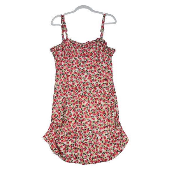 Poetry Dress Womens Large Pink Floral Off Shoulder Spaghetti Strap Bubble Hem - Picture 1 of 12